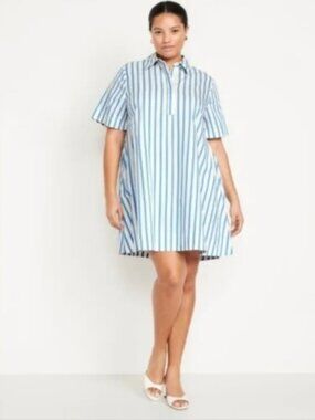 Old Navy Mini Swing Shirt Dress Blue Stripe Size XXL Tall NWT